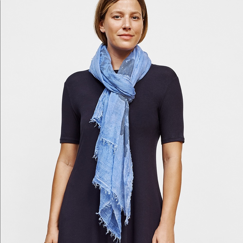 Eileen Fisher Blue Ink Silk Scarf